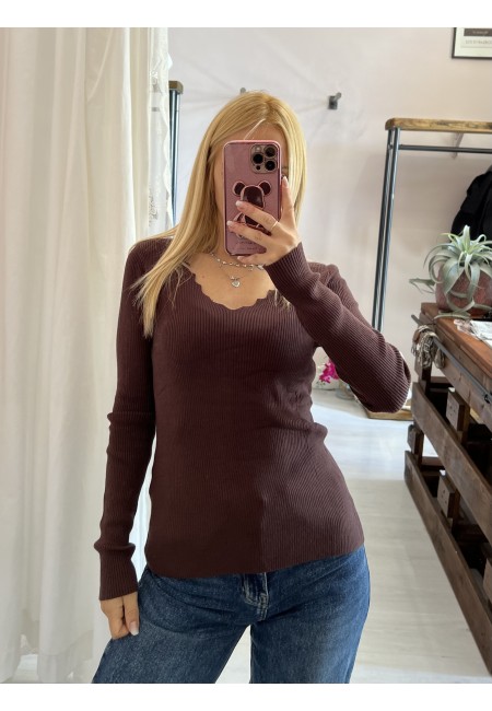 Maglioncino scollo a V ondulato in viscosa