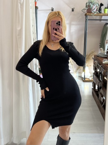 Vestito COSTANZA scollo a V nero