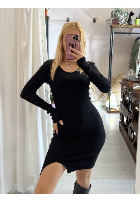 Vestito COSTANZA scollo a V nero