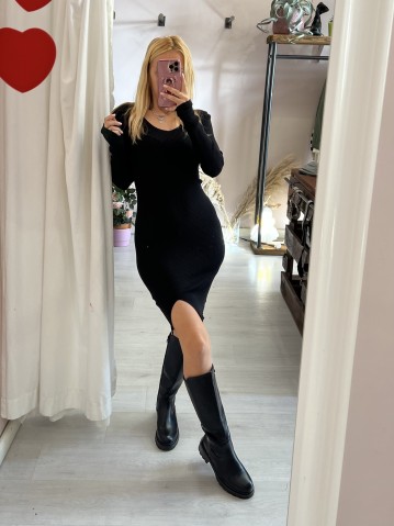 Vestito COSTANZA scollo a V nero 2