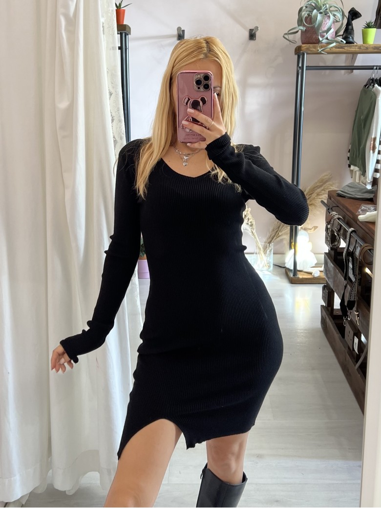 Vestito COSTANZA scollo a V nero