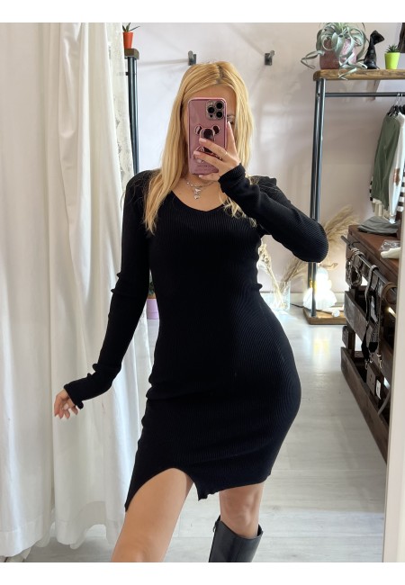 Vestito COSTANZA scollo a V nero