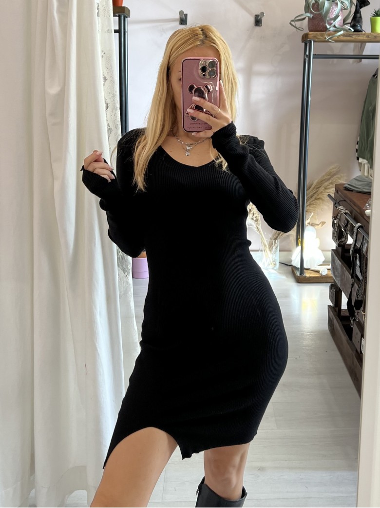 Vestito COSTANZA scollo a V nero