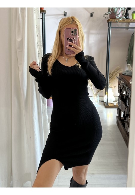 Vestito COSTANZA scollo a V nero