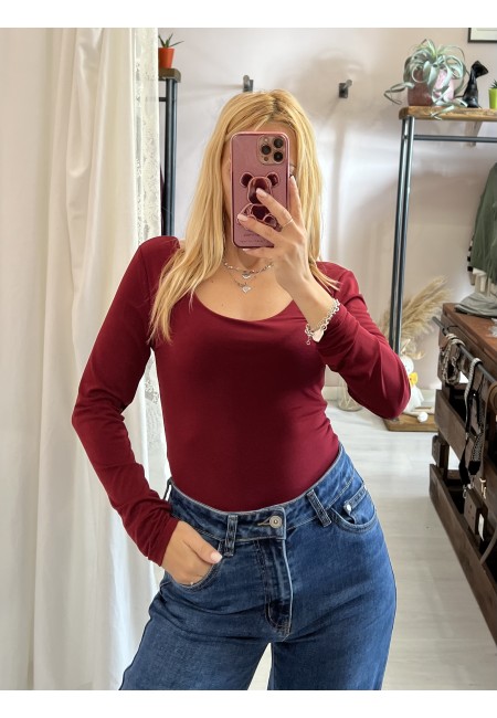 Body scollo tondo Bordeaux