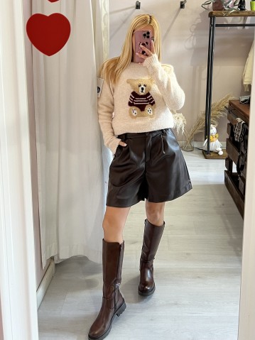 Pantaloncini pelle MARRONI 2