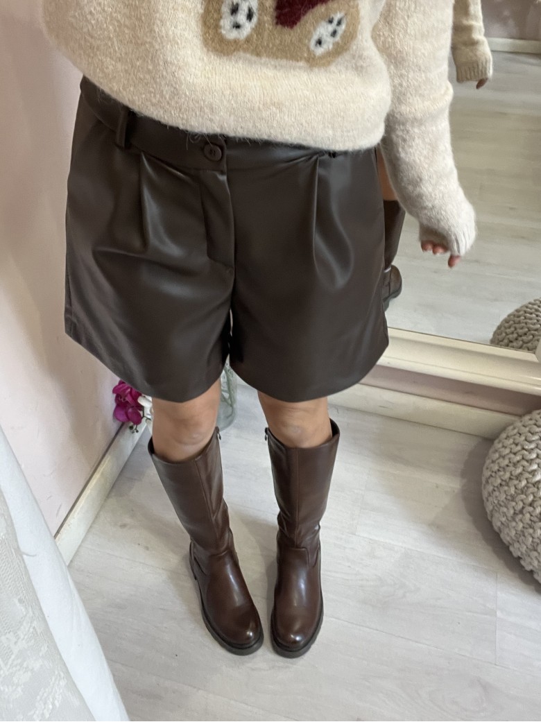 Pantaloncini pelle MARRONI