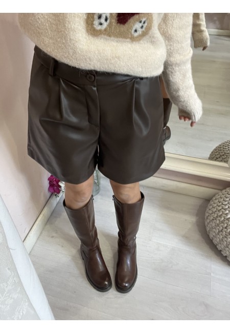 Pantaloncini pelle MARRONI