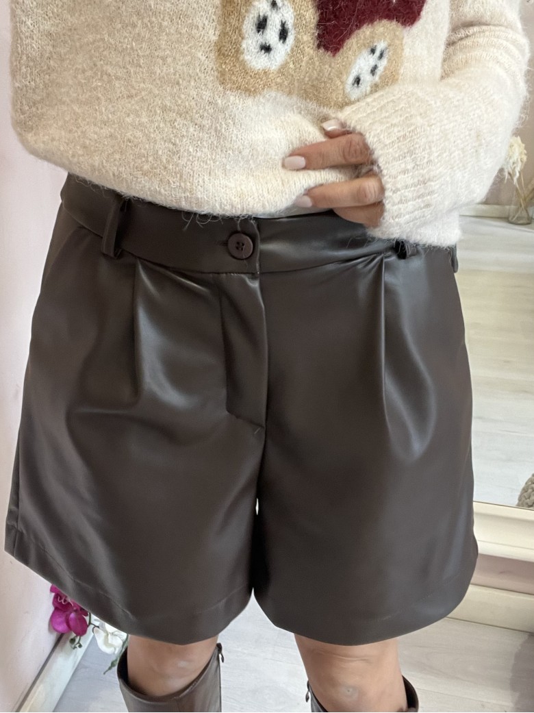 Pantaloncini pelle MARRONI