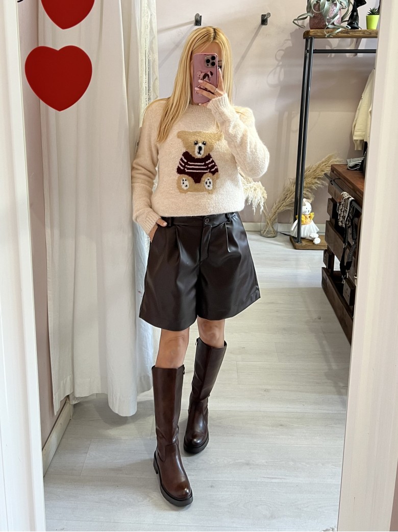 Pantaloncini pelle MARRONI