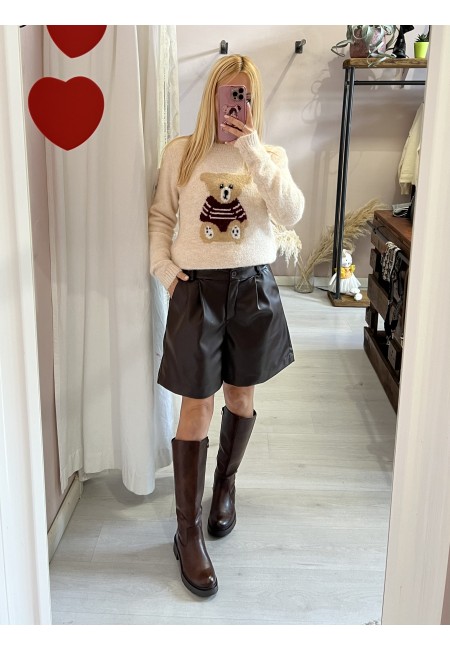 Pantaloncini pelle MARRONI