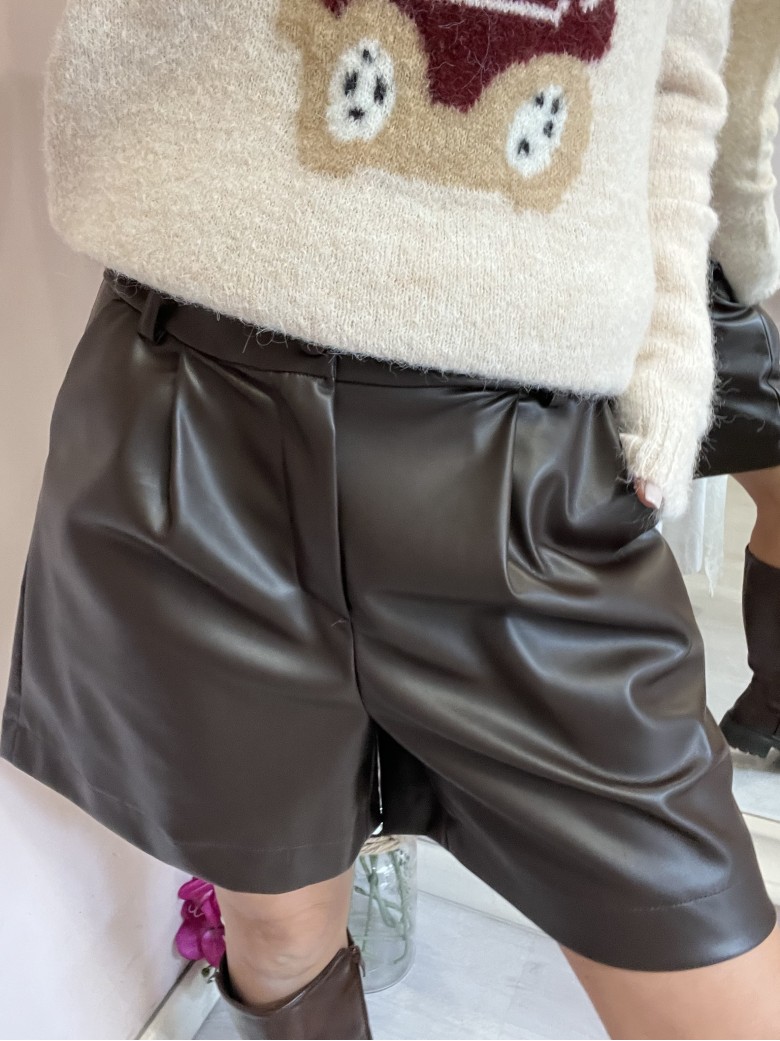 Pantaloncini pelle MARRONI