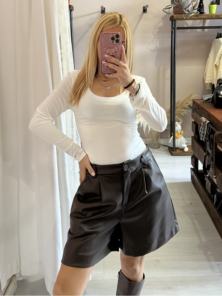 Pantaloncini pelle MARRONI