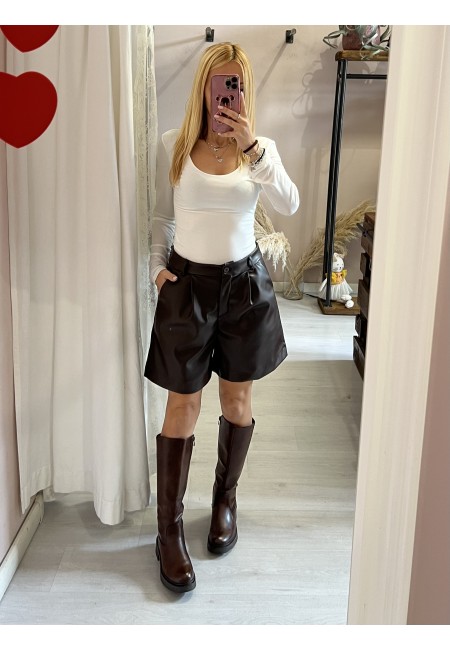 Pantaloncini pelle MARRONI