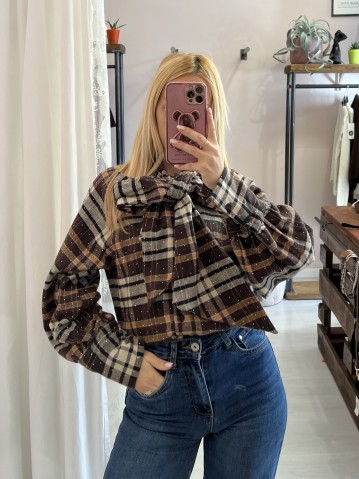 Camicia a quadri FIOCCO con strass