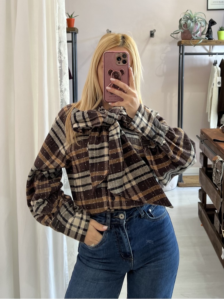 Camicia a quadri FIOCCO con strass