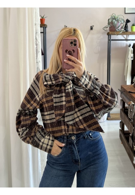 Camicia a quadri FIOCCO con strass