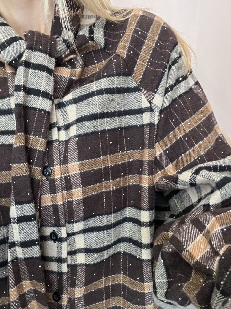 Camicia a quadri FIOCCO con strass