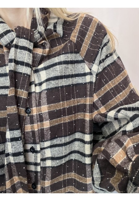 Camicia a quadri FIOCCO con strass