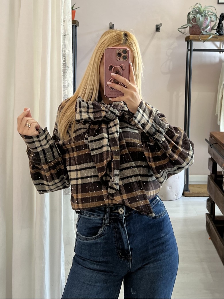 Camicia a quadri FIOCCO con strass