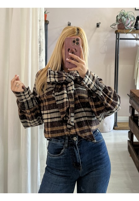 Camicia a quadri FIOCCO con strass