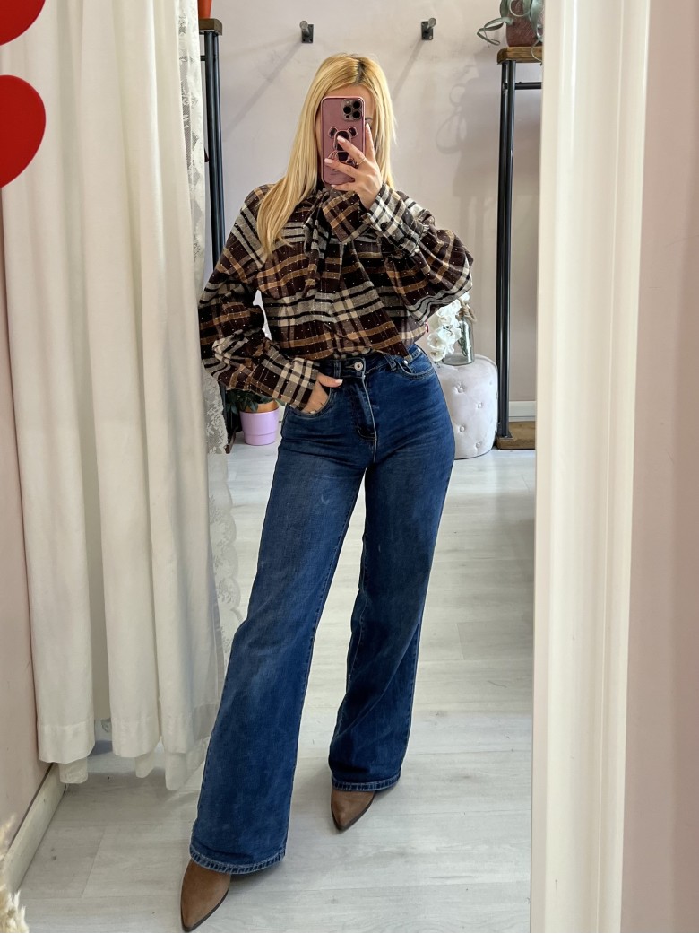 Camicia a quadri FIOCCO con strass