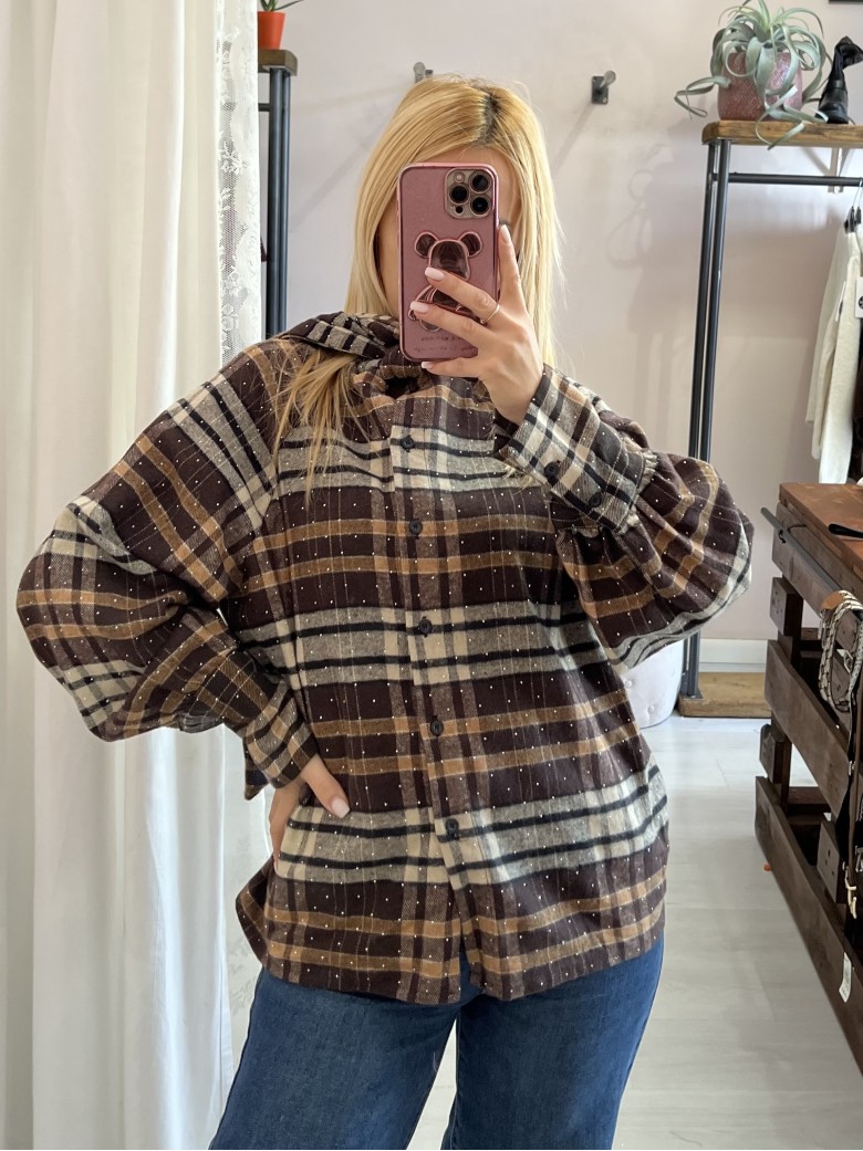 Camicia a quadri FIOCCO con strass