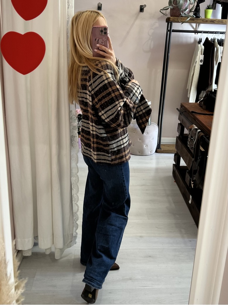 Camicia a quadri FIOCCO con strass