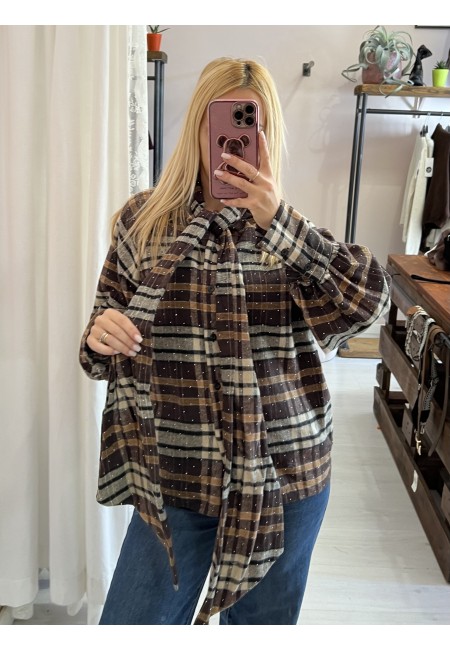 Camicia a quadri FIOCCO con strass