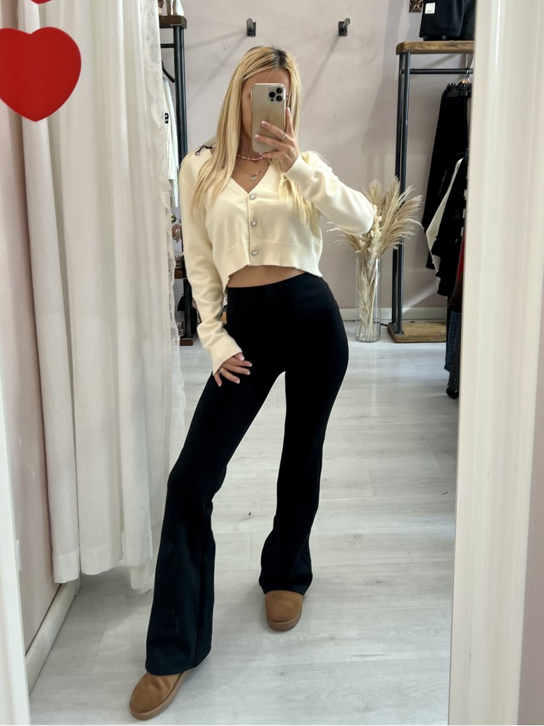 Panta leggings felpati a zampa neri