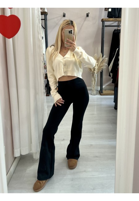 Panta leggings felpati a zampa neri