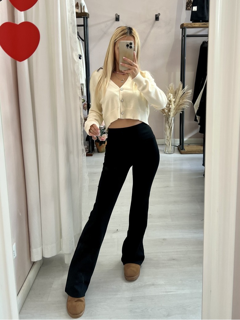 Panta leggings felpati a zampa neri