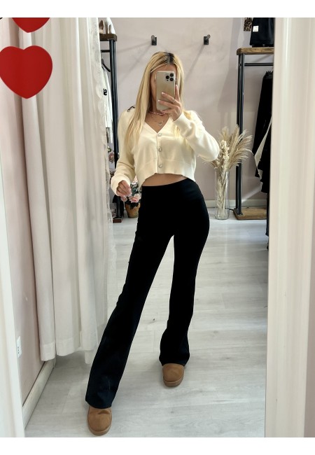 Panta leggings felpati a zampa neri