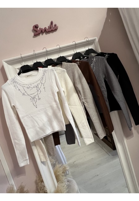 Maglioncino corto FIOCCHINI e STELLINE marrone