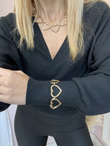 Bracciale cuori grandi oro