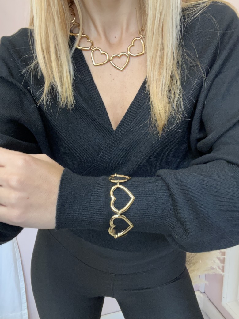 Bracciale cuori grandi oro