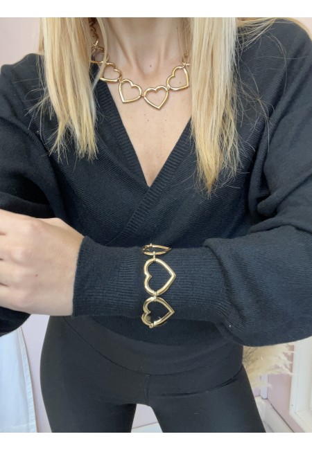 Bracciale cuori grandi oro