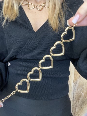 Bracciale cuori grandi oro 2