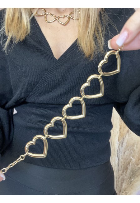 Bracciale cuori grandi oro