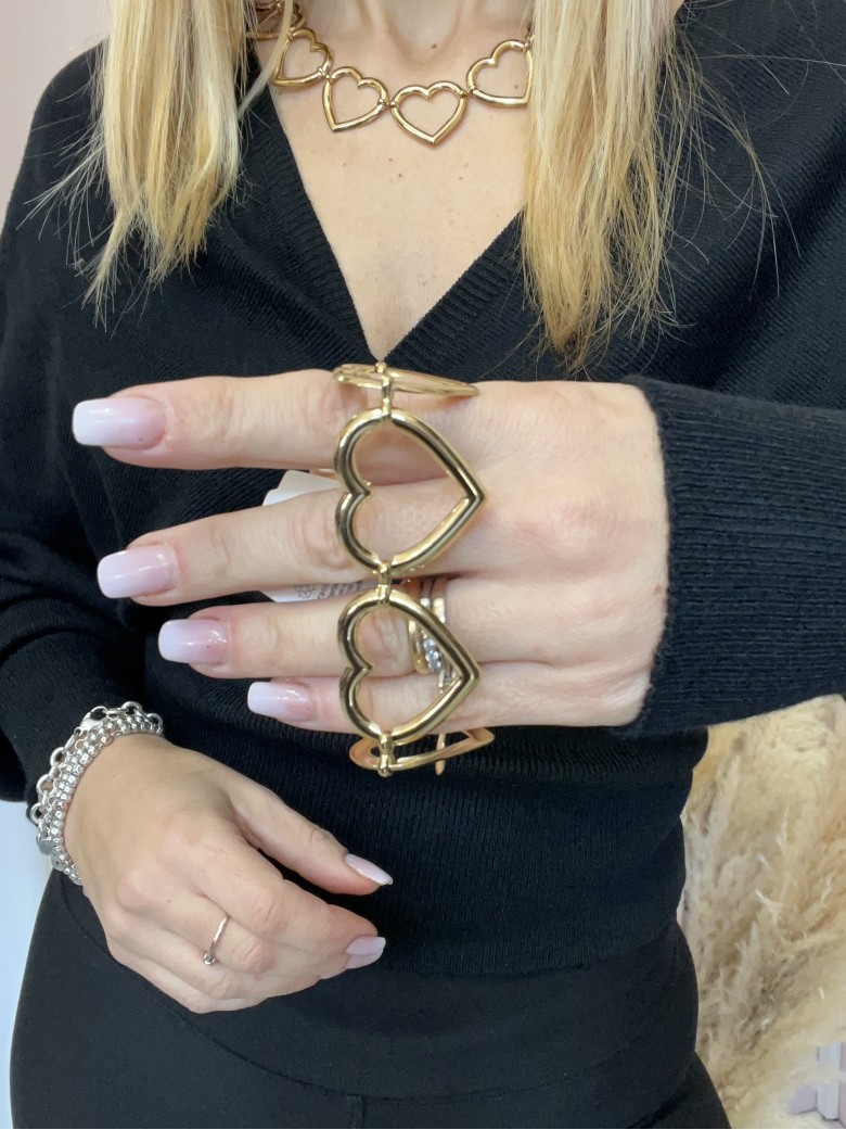 Bracciale cuori grandi oro