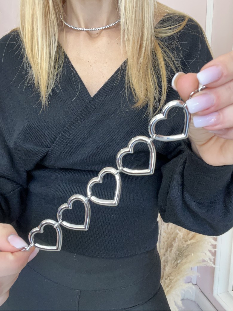 Bracciale cuori grandi silver