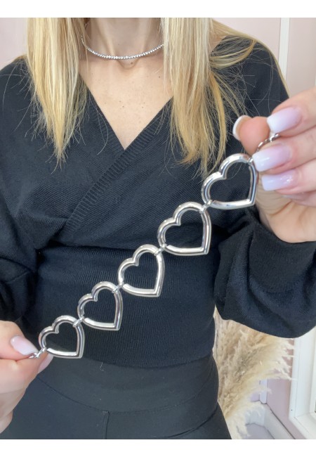 Bracciale cuori grandi silver
