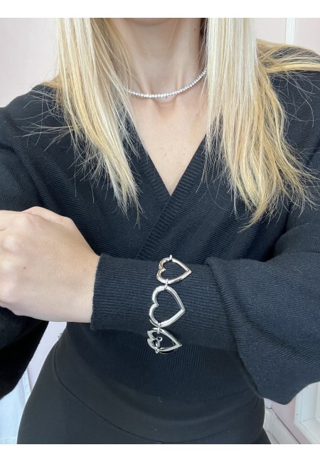 Bracciale cuori grandi silver