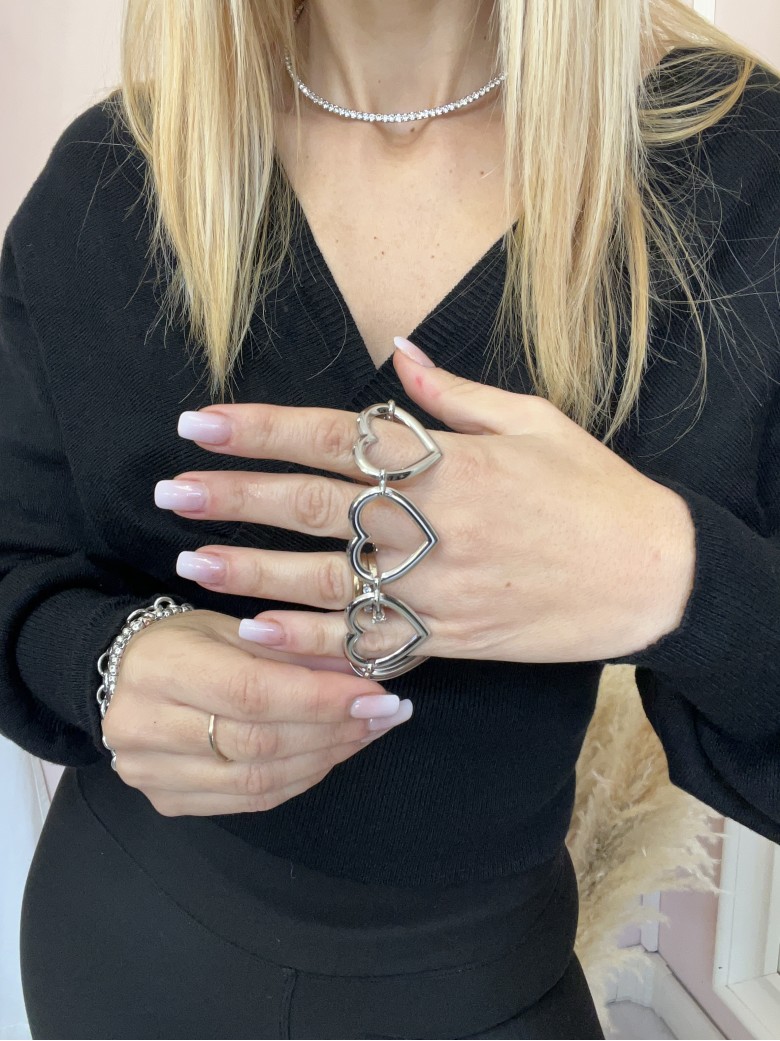 Bracciale cuori grandi silver