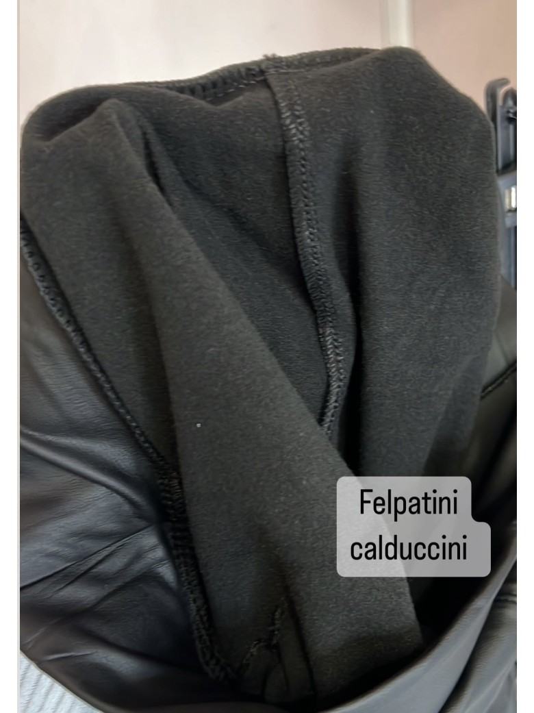 Leggings PELLE neri felpati