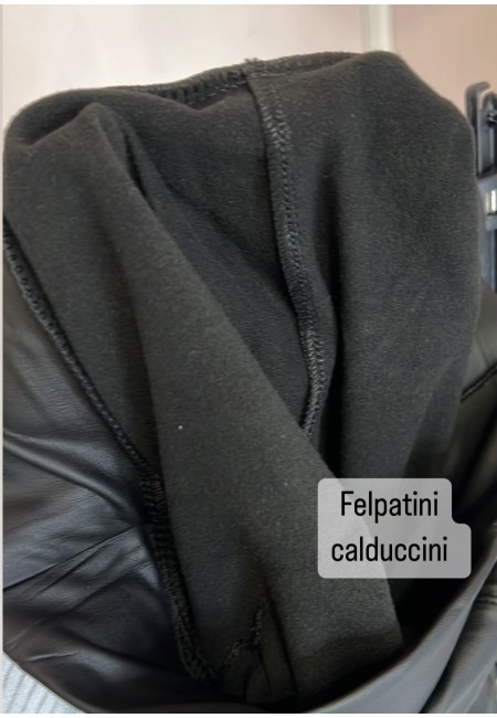 Leggings PELLE neri felpati