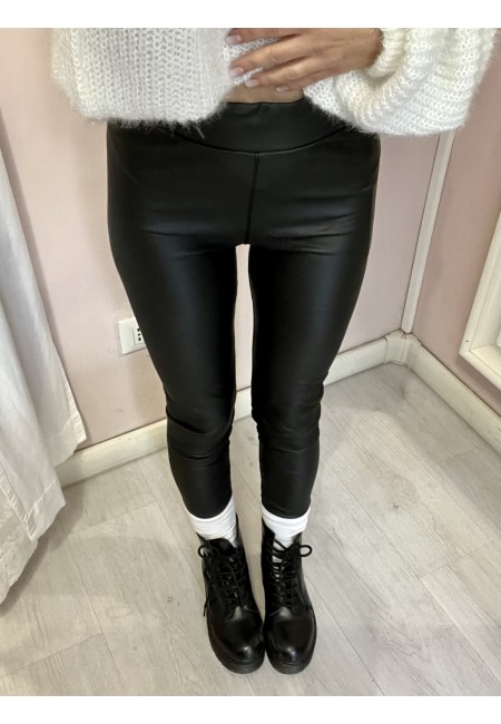 Leggings PELLE neri felpati