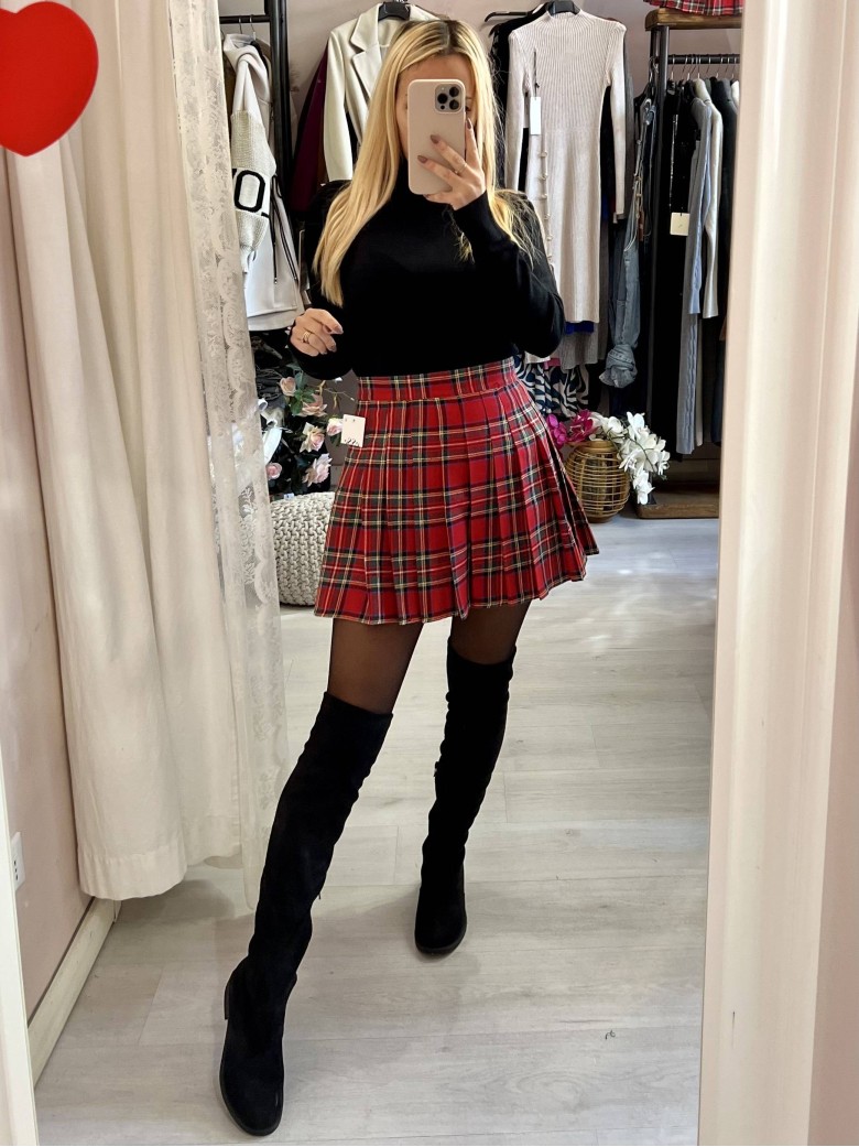 Mini gonna plissettata tartan ROSSA