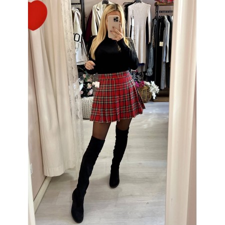 Mini gonna plissettata tartan ROSSA