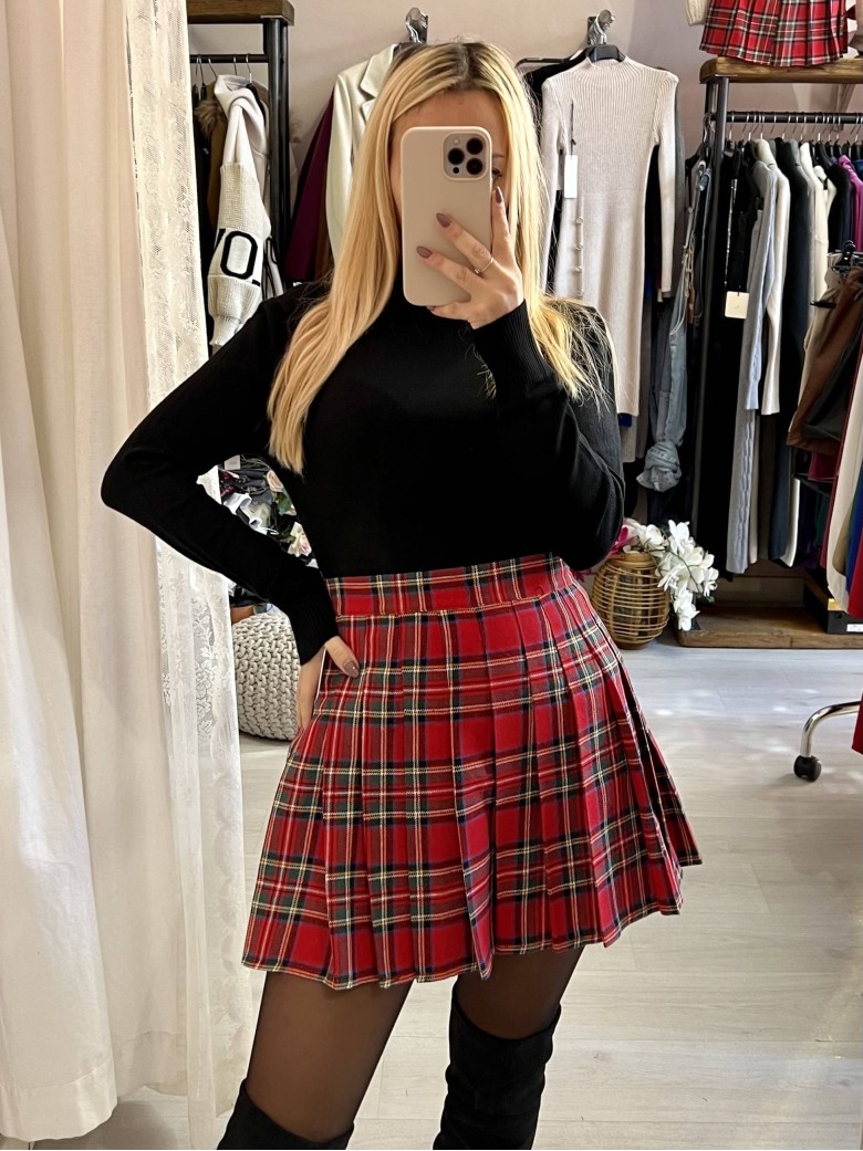 Mini gonna plissettata tartan ROSSA